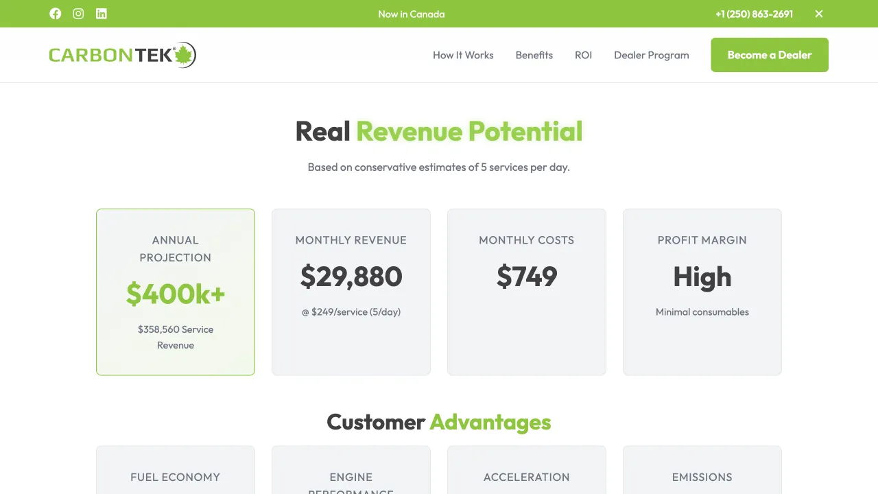 CarbonTek - CarbonTek Website Screenshot 1 - Professional Web Design Portfolio by TheBomb® Digital Marketing in Toronto, Vancouver, Calgary, Ottawa, Montreal, Kelowna, Canada